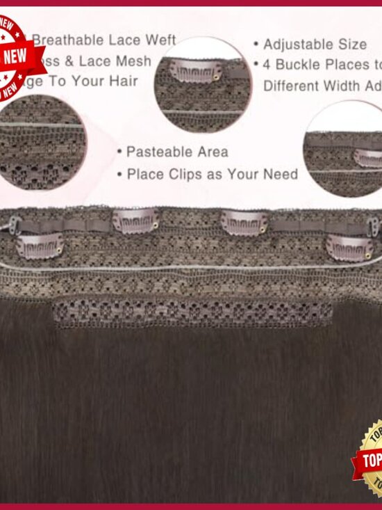 Real Human Hair Clip-In Extensions 16 Inch 95g Adjustable Wire main image 5